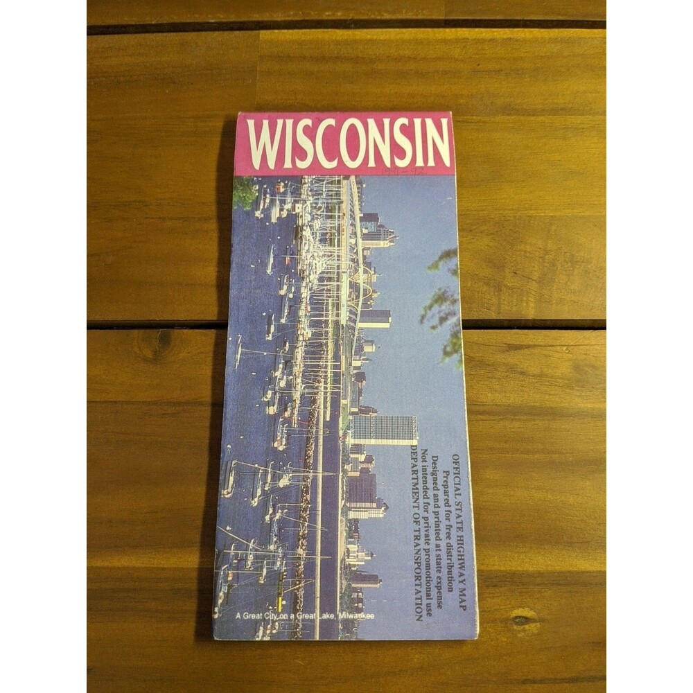 Wisconsin 1992 Official State Highway Map Brochure